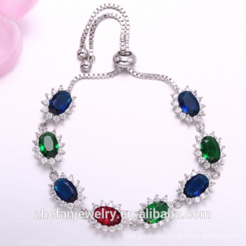 Pulsera de piedra grande multicolor Pulsera de plata colgante